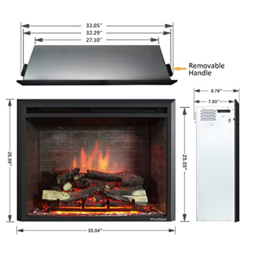 PuraFlame Electric Fireplace with Flame Effects & Heat