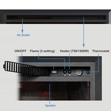 PuraFlame Electric Fireplace with Flame Effects & Heat