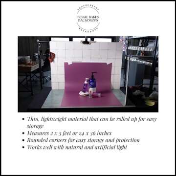 Bessie Bakes Natural Brown Solid Color Roll-Up 2 Feet x 3 Feet Photography Backdrops 3 Pack