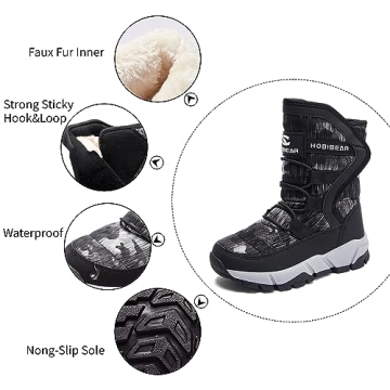GUBARUN Boys Snow Boots - Warm Waterproof Outdoor Shoes