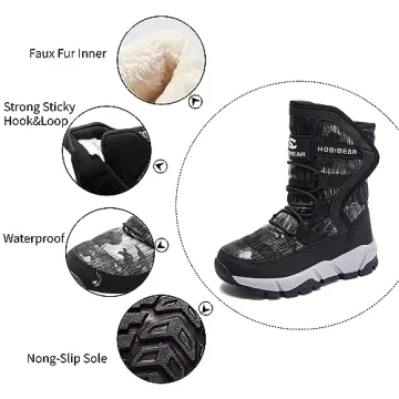 GUBARUN Boys Snow Boots - Warm Waterproof Outdoor Shoes