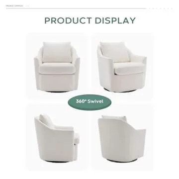 Swivel Barrel Chair, 30'' Wide Upholstered Velvet Arm Chair Accent Chair with Back Pillow, Modern Living Room Chair Sofa Chair for Bedroom, Corner, Reading Nook-Beige