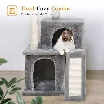 PAWZ Road 34 Inch Cat Tree with Double Condos and Perch