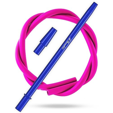 M. ROSENFELD Pink Hookah Hose with Blue Mouthpiece - Premium 60" Long Silicone Water Pipe Hose - Was...