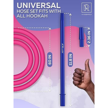 M. ROSENFELD Premium Pink Hookah Hose with Blue Mouthpiece