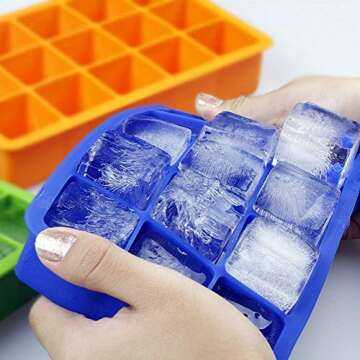 Ice Cube Trays 3 Pack, Silicone Ice Tray with Removable Lid Easy Release Crushed Ice Trays Stackable...
