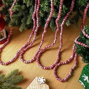 16 Feet Christmas Wood Bead Garland for Holiday Decor