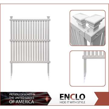 Enclo Privacy Screens ZP19068 Wilmington Vinyl No Dig Privacy Fence Screen Kit, 36.5in W x 45.5in H,...