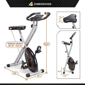 CIRCUIT FITNESS Circuit Fitness Folding Upright Exercise Bike with Adjustable Resistance 250 lb. Max...