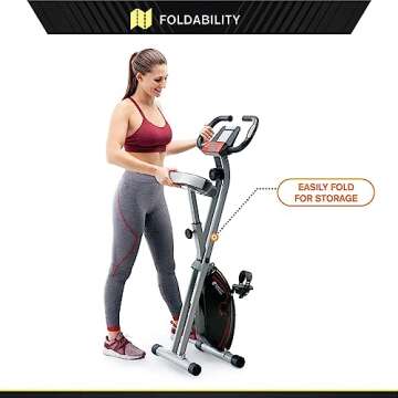 CIRCUIT FITNESS Circuit Fitness Folding Upright Exercise Bike with Adjustable Resistance 250 lb. Max. Capacity AMZ-150BK