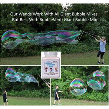 E-KNOW Bubble Wand,Stainless Steel Giant Bubble Wand Outdoor Toy for Kids Telescopic Design, Bubble Toys for Party, Works Best Bubbleventi Bubble Mix