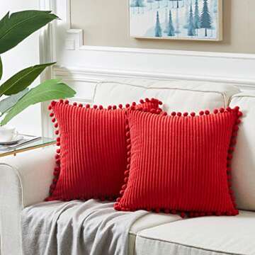 Fancy Homi 2 Packs Decorative Throw Pillow Covers for Living Room Couch Bed Sofa, Rustic Farmhouse Boho Home Decor, Soft Corss Corduroy Patchwork Textured Square Cushion Case