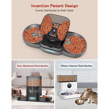 HoneyGuaridan 3.5L Automatic Cat Feeder for Two Cats, Cat Food Dispenser with Stainless Steel Bowl,T...