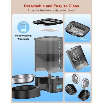 HoneyGuaridan 3.5L Automatic Cat Feeder for Two Cats, Cat Food Dispenser with Stainless Steel Bowl,Timed Cat Feeder Programmable 1-6 Meals Control, Dual Power Supply,10s Meal Call Black