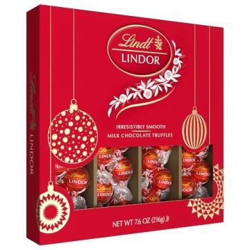 Lindt LINDOR Milk Chocolate Candy Truffles Modern Gift Box, Assorted Chocolate Candy with Smooth, Me...