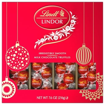 Lindt LINDOR Milk Chocolate Candy Truffles Modern Gift Box, Assorted Chocolate Candy with Smooth, Melting Truffle Center, 7.6 oz.