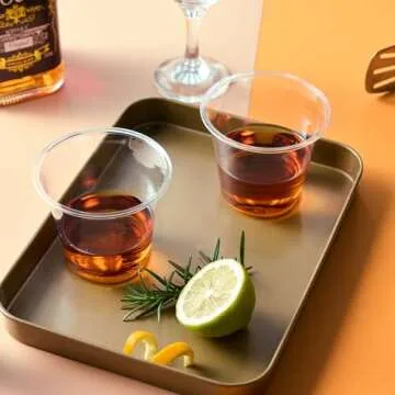 Turbo Bee 50 Pack 9 oz Clear Plastic Cups, Drinking Cups Disposable, Punch Plastic Party Cups for Wine, Juice, Iced Coffee and Cold Beverage