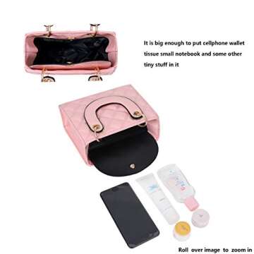 Qiayime Pink Patent Leather Quilted Handbag for Women