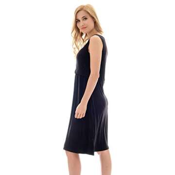 Bearsland Women's Sleeveless Maternity Dress Nursing Breastfeeding Dresses with Pockets, Black+Gray,Large