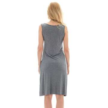 Bearsland Women's Sleeveless Maternity Dress Nursing Breastfeeding Dresses with Pockets, Black+Gray,Large