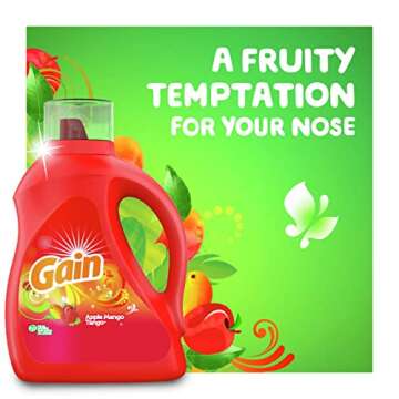 Gain + Aroma Boost Liquid Laundry Detergent, Apple Mango Tango Scent, 107 Loads, 154 fl oz, HE Compatible