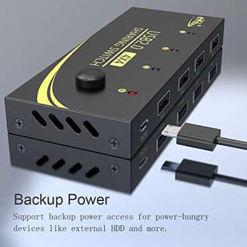 eKL USB 2.0 Sharing Switch 4 Computers in 4 USB Peripheral Out Switcher for PCs Mouse Keyboard Scanner Printer with 4 Pack USB A to A Cable