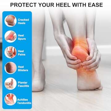 Silicone Heel Protectors for Cracked Heels, Heel Spurs, Plantar Fasciitis - Gel Heel Pads, 4 Pairs, ...