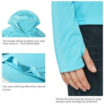 Willit Women's UPF 50+ Sun Protection Hoodie SPF Shirt Long Sleeve Hiking Fishing Outdoor Shirt Lightweight Hoodie Blue M