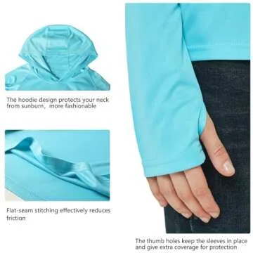 Willit Women's UPF 50+ Sun Protection Hoodie SPF Shirt Long Sleeve Hiking Fishing Outdoor Shirt Lightweight Hoodie Blue M