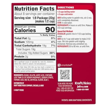 Jell-O Cherry Gelatin Dessert Mix, Family Size, 6 oz Box