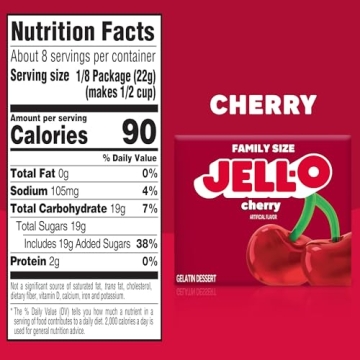 Jell-O Cherry Gelatin Dessert Mix, Family Size 6 oz