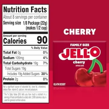 Jell-O Cherry Gelatin Dessert Mix, Family Size 6 oz