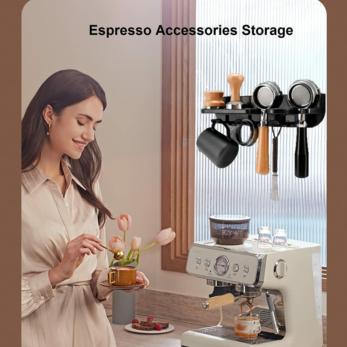 Angdou Floating Wall Shelves Organizer for Espresso