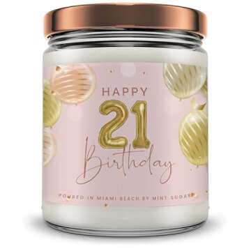 21st Birthday Candles - Happy 21st Birthday Gifts for Her - 21st Birthday Ideas - Made in USA 9 oz S...