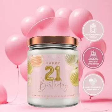 21st Birthday Candles - Happy 21st Birthday Gifts for Her - 21st Birthday Ideas - Made in USA 9 oz Scented Candle by Mint Sugar Candke Co - 21st Birthday Gift