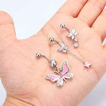 Elegant TEN MIRO 14G Belly Button Rings for Women