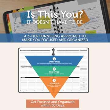 Planner Pad Spiral Bound January-December 2025/ Calendar Year 8 1/2" x 11" Large 3-Tier Funnel Down ...