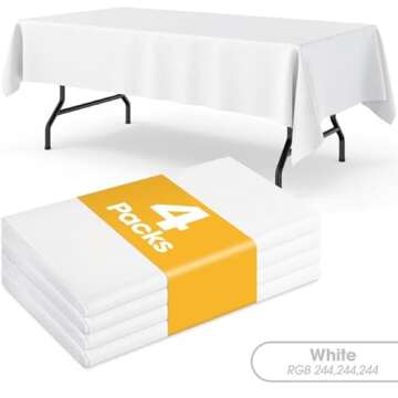 Niuara White Plastic Table Cloth Rectangle Table 4 Pack, 54''×108'' White Tablecloth for 6ft Tables...