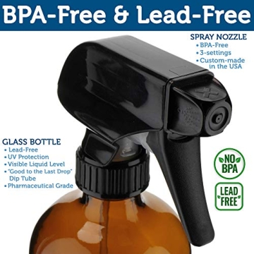 16oz Amber Glass Spray Bottles for Essential Oils & Cleaning