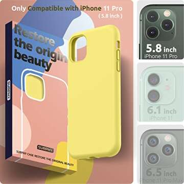 SURPHY Compatible with iPhone 11 Pro Max Case 6.5 inches, Thickened Liquid Silicone Phone Case (with Microfiber Lining) for iPhone 11 Pro Max 2019, Yellow
