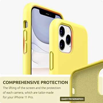 SURPHY Compatible with iPhone 11 Pro Max Case 6.5 inches, Thickened Liquid Silicone Phone Case (with Microfiber Lining) for iPhone 11 Pro Max 2019, Yellow