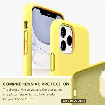SURPHY Compatible with iPhone 11 Pro Max Case 6.5 inches, Thickened Liquid Silicone Phone Case (with Microfiber Lining) for iPhone 11 Pro Max 2019, Yellow