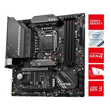 MSI MAG B560M MORTAR Gaming Motherboard (mATX, 11th/10th Gen Intel Core, LGA 1200 Socket, DDR4, PCIe 4, CFX, M.2 Slots, USB 3.2 Gen 2, 2.5G LAN, DP/HDMI)