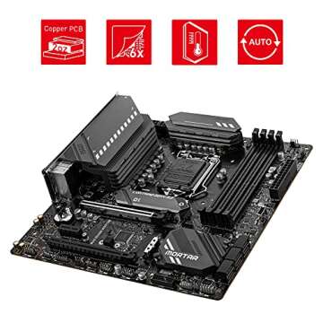 MSI MAG B560M MORTAR Gaming Motherboard (mATX, 11th/10th Gen Intel Core, LGA 1200 Socket, DDR4, PCIe 4, CFX, M.2 Slots, USB 3.2 Gen 2, 2.5G LAN, DP/HDMI)