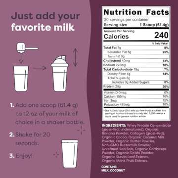 FlavCity All-in-One Protein Powder Smoothie, Brownie Batter - 100% Grass-Fed Whey Protein Powder with 25g Protein & 10g Collagen - Gluten-Free Pre Workout & Post Workout Drink - 20 Servings