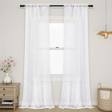 Guken Sheer Curtains 96 Inch Length 2 Panels Sets for Living Room Bedroom 38 Inch Width Farmhouse Bo...
