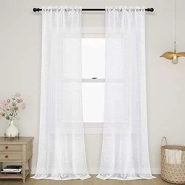 Guken Sheer Curtains 96 Inch Length 2 Panels Sets for Living Room Bedroom 38 Inch Width Farmhouse Bo...