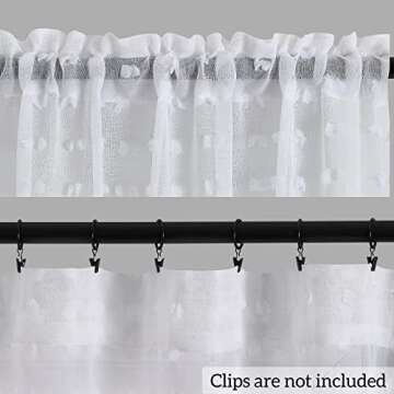 Guken Sheer Curtains 96 Inch Length 2 Panels Sets for Living Room Bedroom 38 Inch Width Farmhouse Boho Drapes Light Filtering Pom Pom Curtains Tufted Semi Sheer Kids Rod Pocket,White,W38xL96