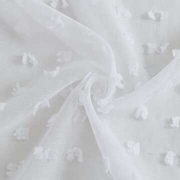 Guken Sheer Curtains 96 Inch Length 2 Panels Sets for Living Room Bedroom 38 Inch Width Farmhouse Boho Drapes Light Filtering Pom Pom Curtains Tufted Semi Sheer Kids Rod Pocket,White,W38xL96