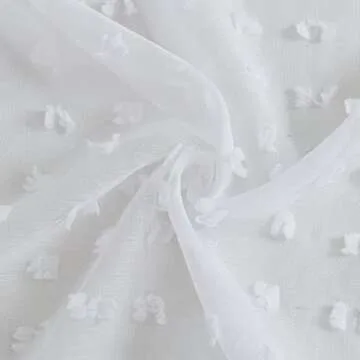 Guken Sheer Curtains 96 Inch Length 2 Panels Sets for Living Room Bedroom 38 Inch Width Farmhouse Boho Drapes Light Filtering Pom Pom Curtains Tufted Semi Sheer Kids Rod Pocket,White,W38xL96